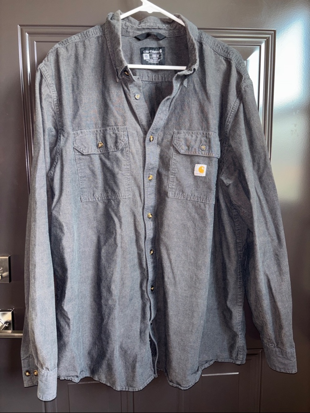 Carhartt Dark Gray Long-Sleeve Button Shirt 2x tall